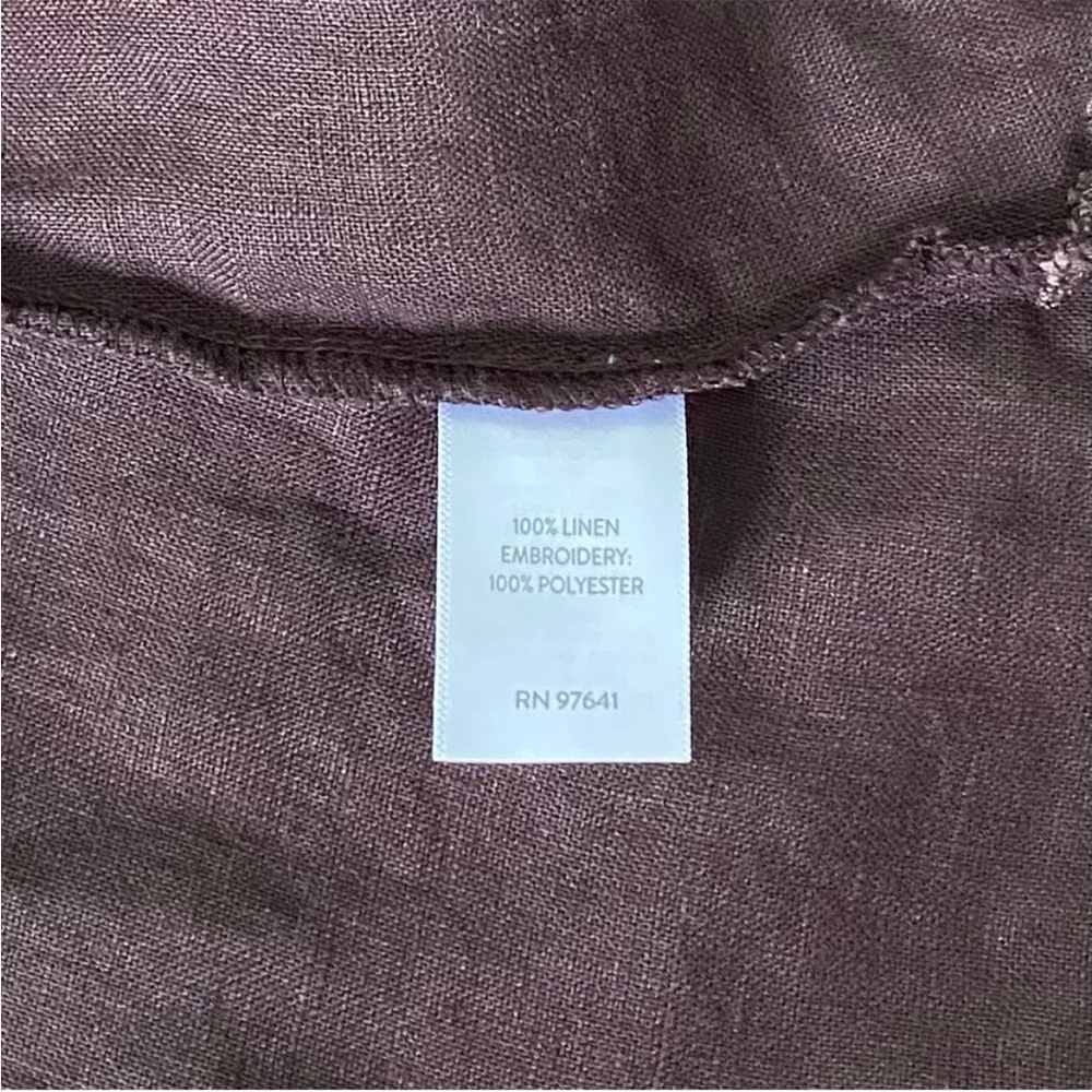 NWT- J. JILL 100% LINEN CHOCOLATE BROWN EMBROIDERED MAXI DRESS SIZE 2X - Picture 7 of 9
